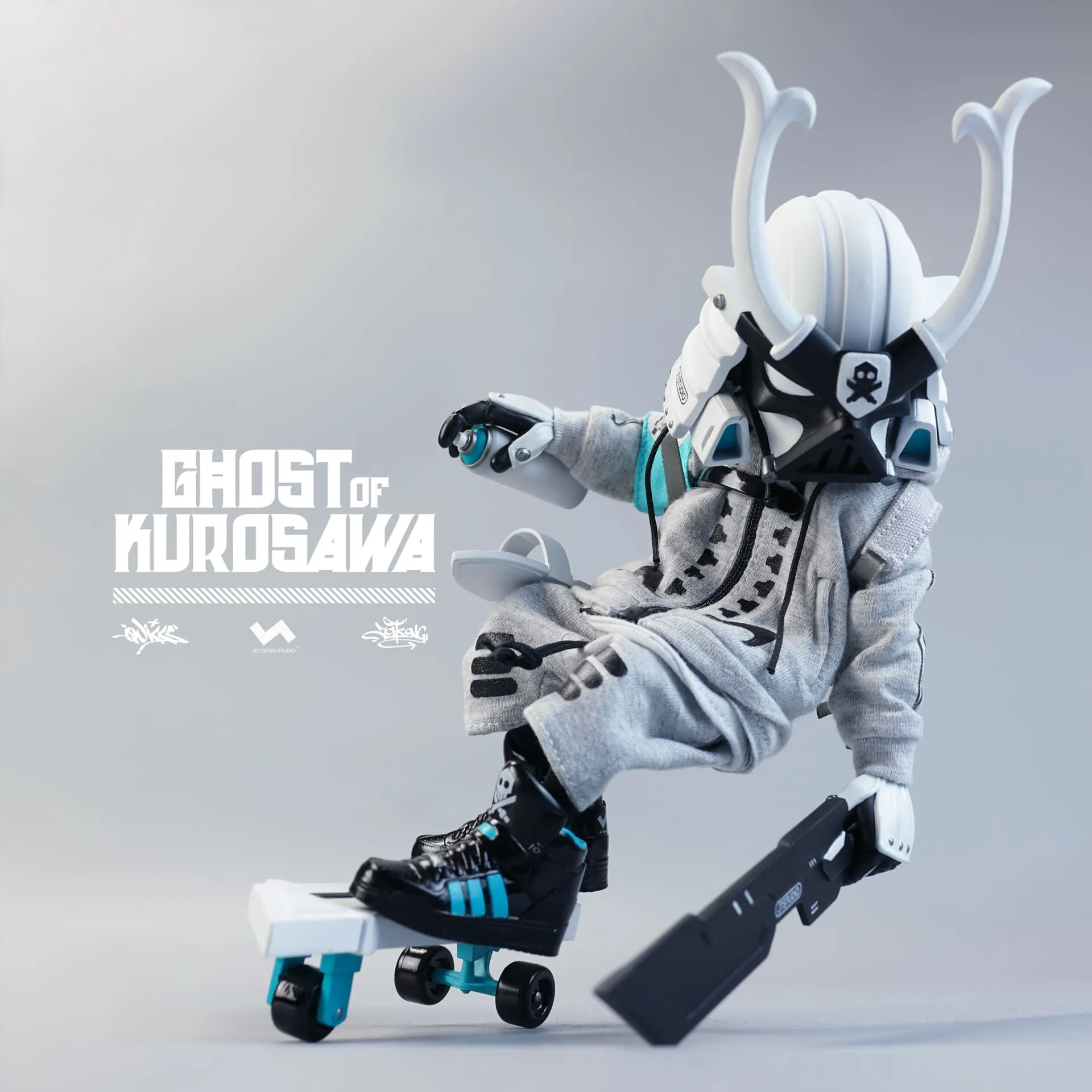 1:8 GHOST OF KUROSAWA ACTION FIGURES 8" 2GO Series #2 Kurosawa Original Black   Kurosawa White Ghost