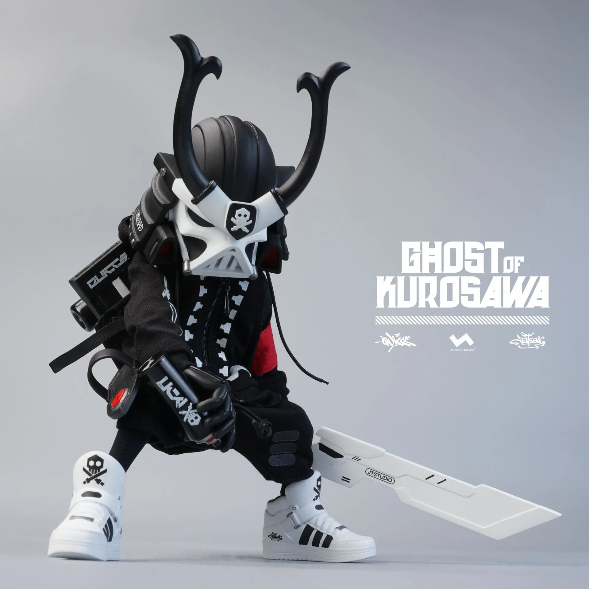 1:8 GHOST OF KUROSAWA ACTION FIGURES 8" 2GO Series #2 Kurosawa Original Black   Kurosawa White Ghost