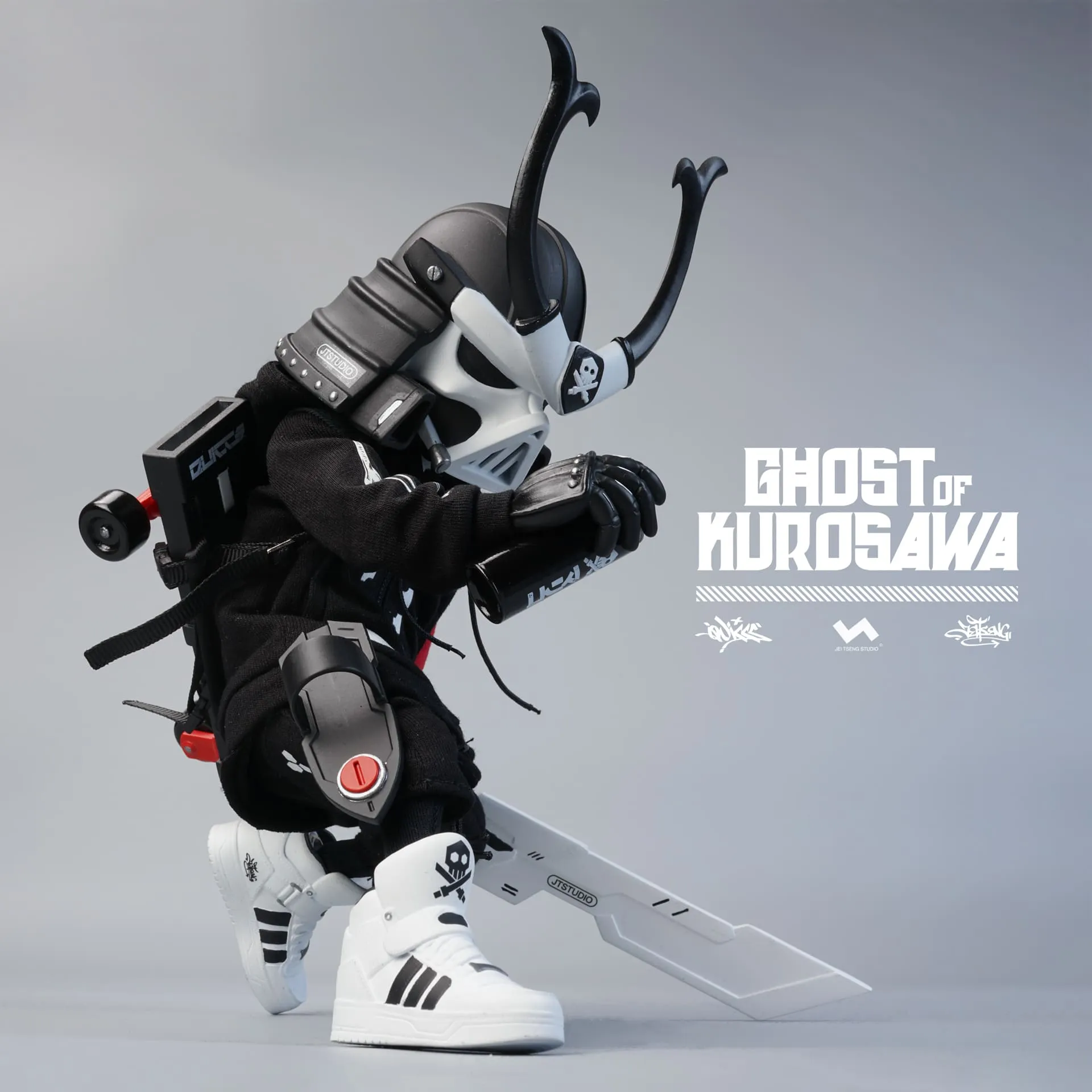 1:8 GHOST OF KUROSAWA ACTION FIGURES 8" 2GO Series #2 Kurosawa Original Black   Kurosawa White Ghost