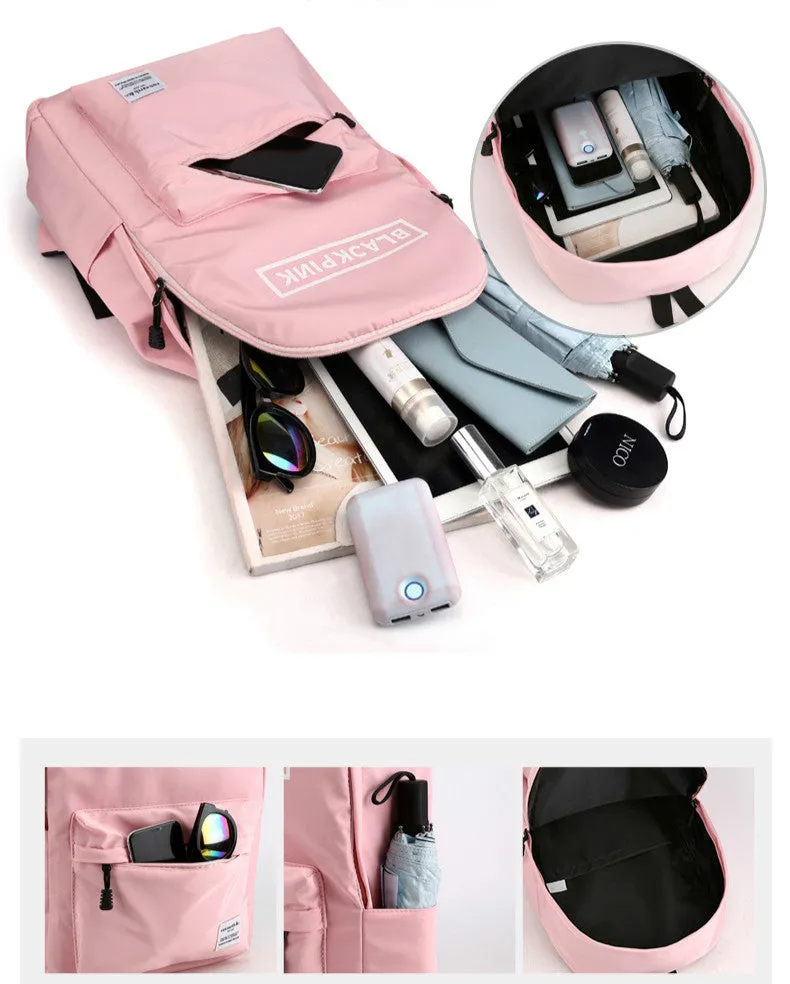 2020 Hot Black Pink Travel Backpack Set