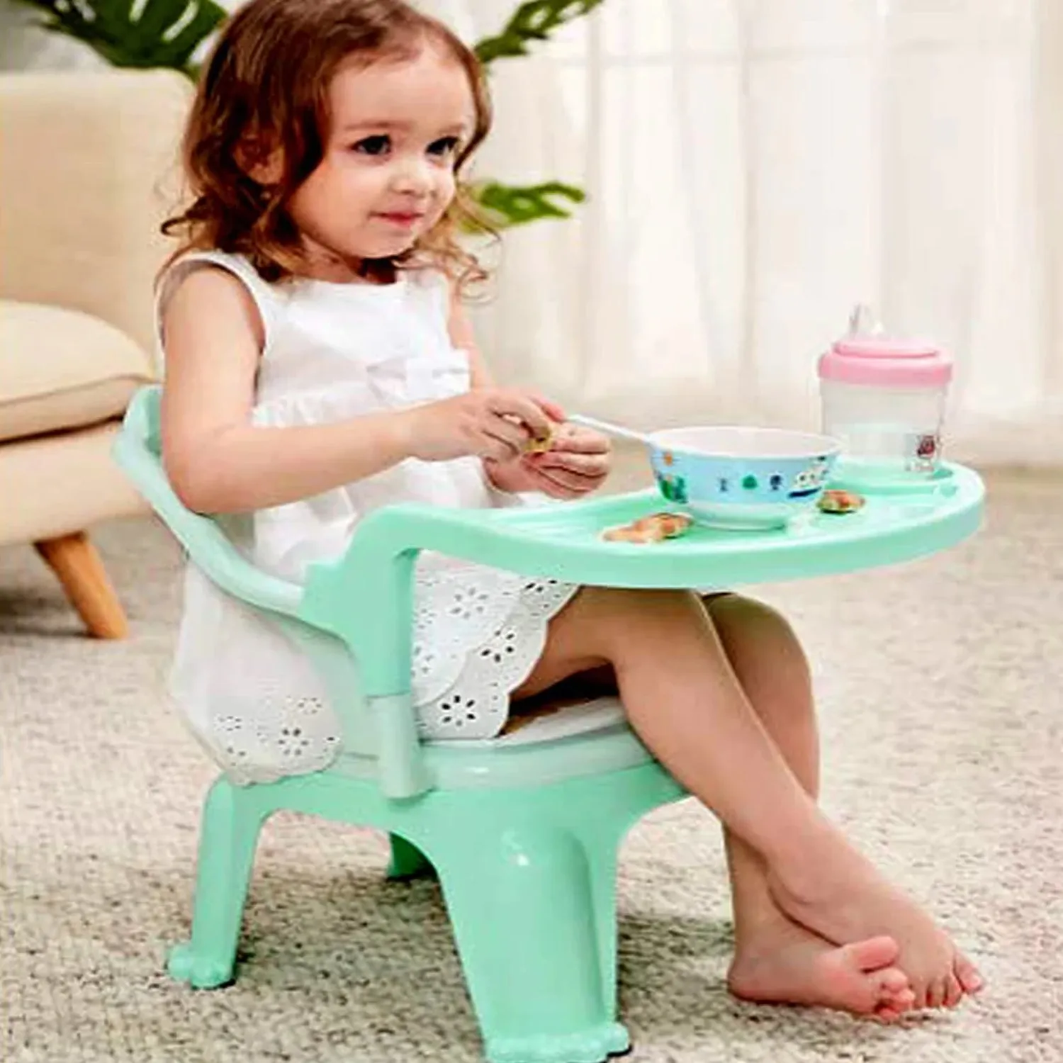 3183 Baby Chair, with Tray Strong and Durable Plastic Chair for Kids/Plastic School Study Chair/Feeding Chair for Kids, Portable High Chair for Kids