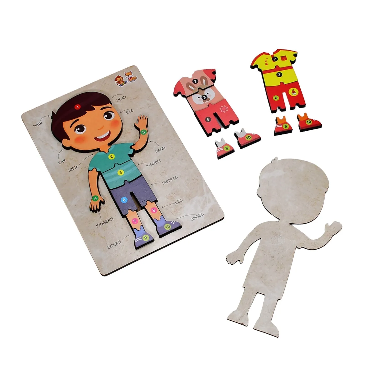 3496 Wooden Boy Body Parts Puzzle with Pictures Body Part Puzzle for Kid Early Education Letters Puzzles for Preschool.