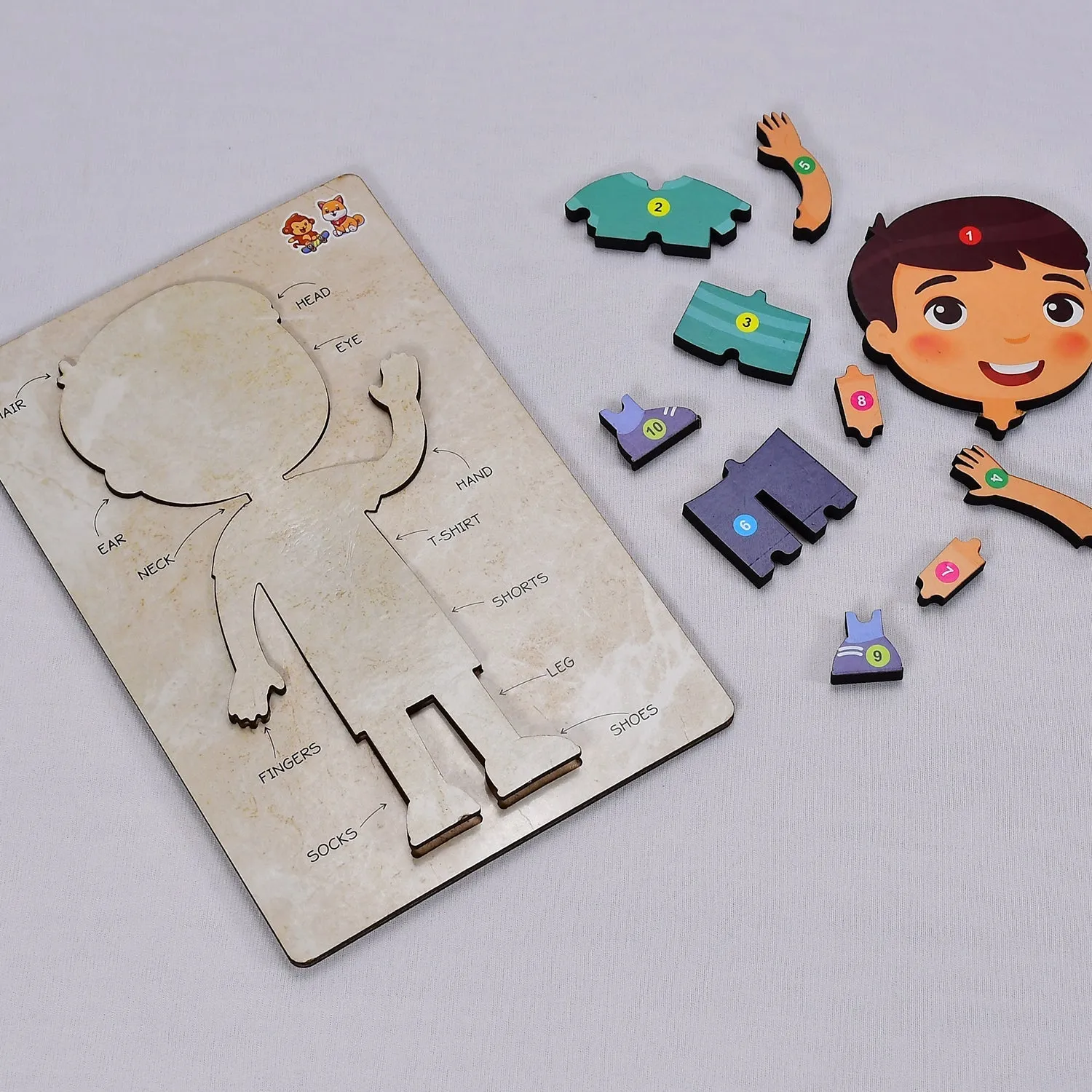 3496 Wooden Boy Body Parts Puzzle with Pictures Body Part Puzzle for Kid Early Education Letters Puzzles for Preschool.