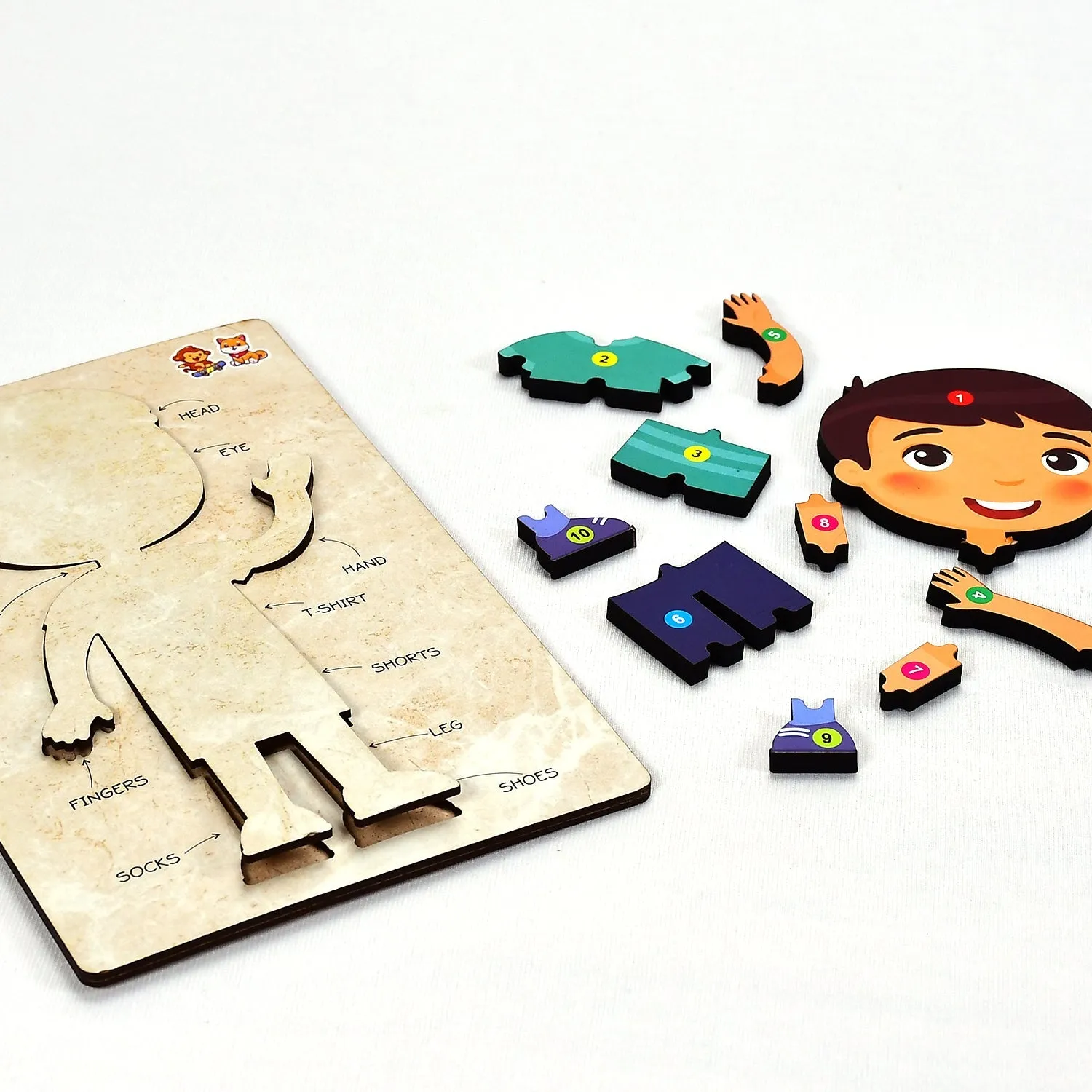 3496 Wooden Boy Body Parts Puzzle with Pictures Body Part Puzzle for Kid Early Education Letters Puzzles for Preschool.