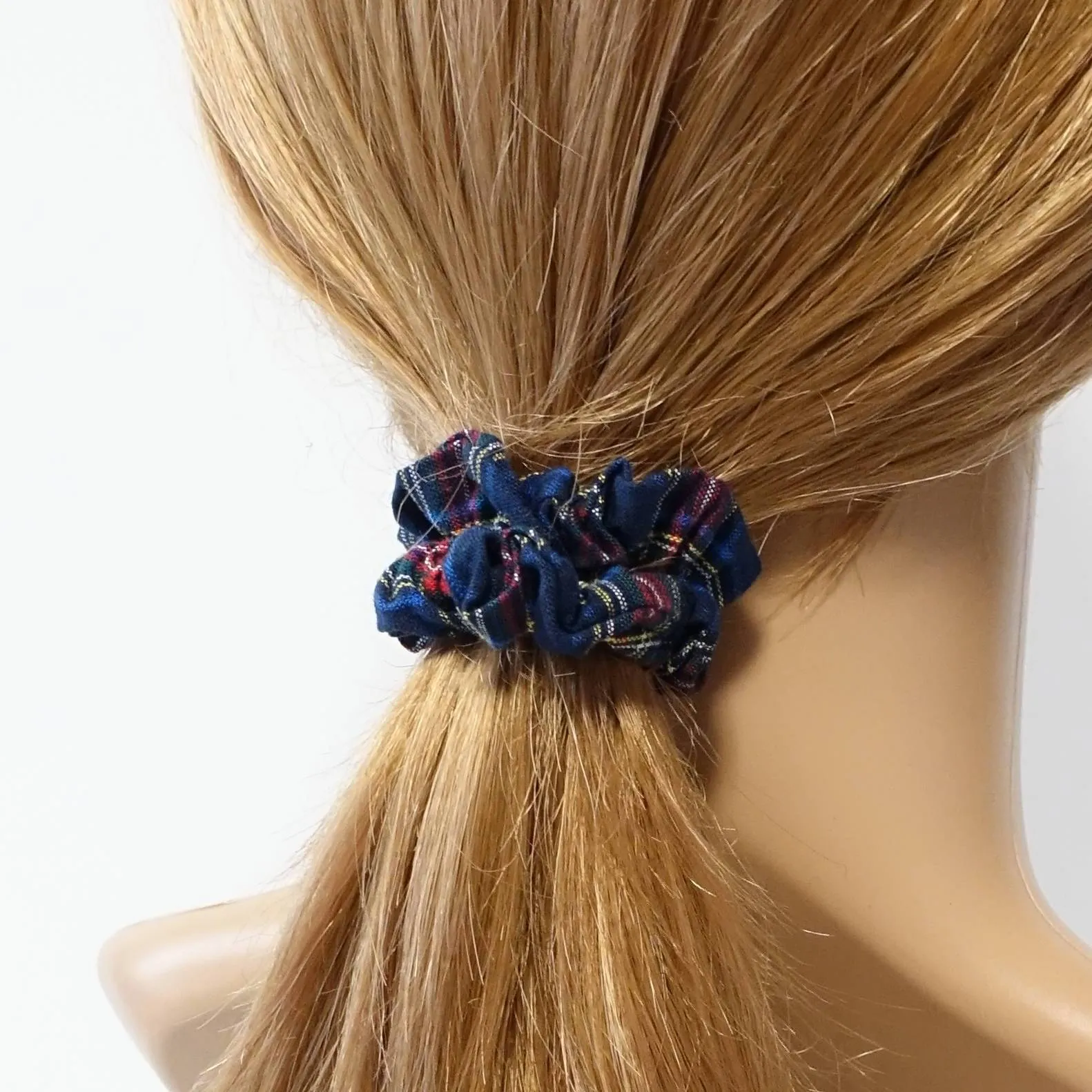 A set of 3 Tartan Check Mini Hair scrunchies hair tie  Elastic scrunchy Women accessory