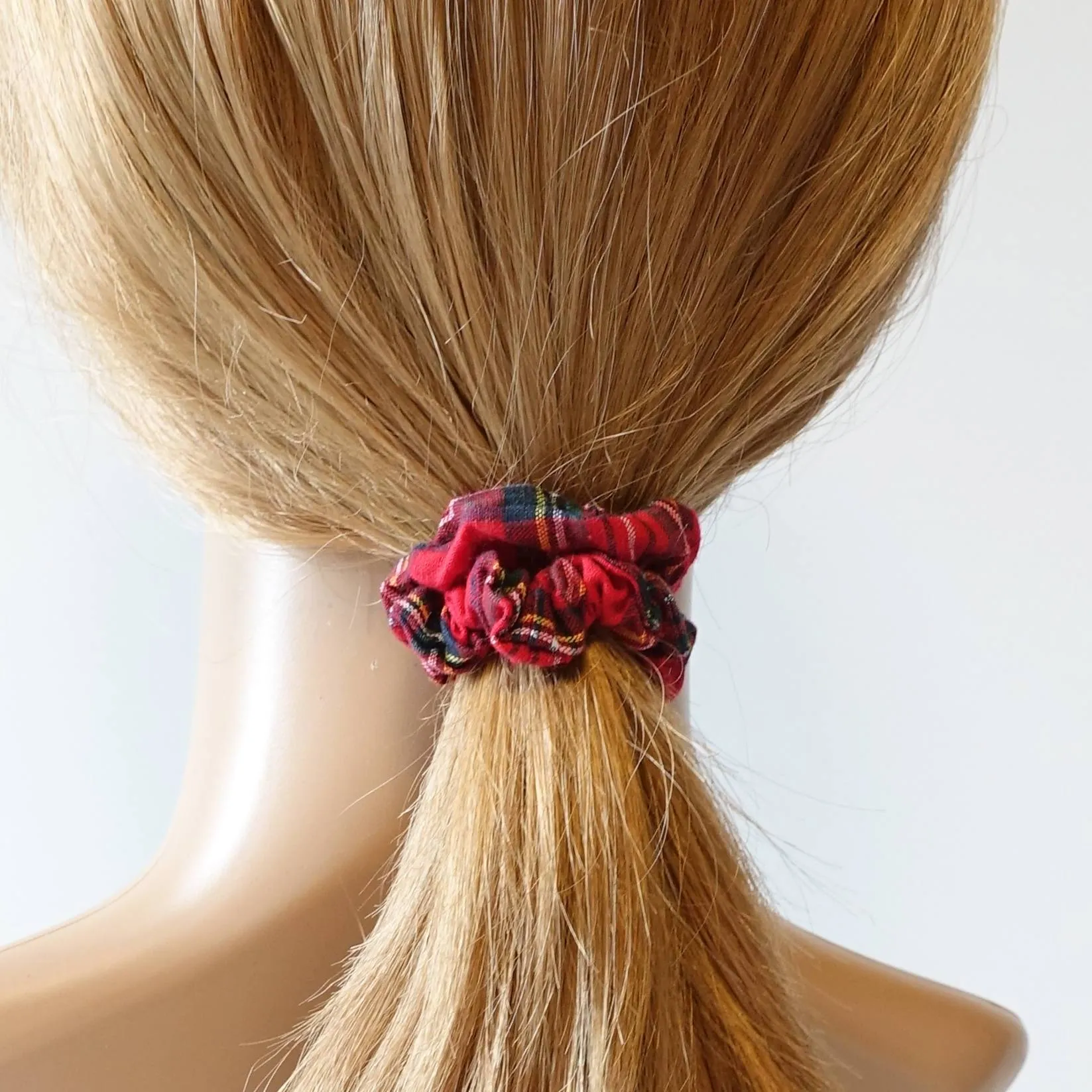 A set of 3 Tartan Check Mini Hair scrunchies hair tie  Elastic scrunchy Women accessory