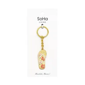 Aloha Flowers Slipper Enamel Keychain