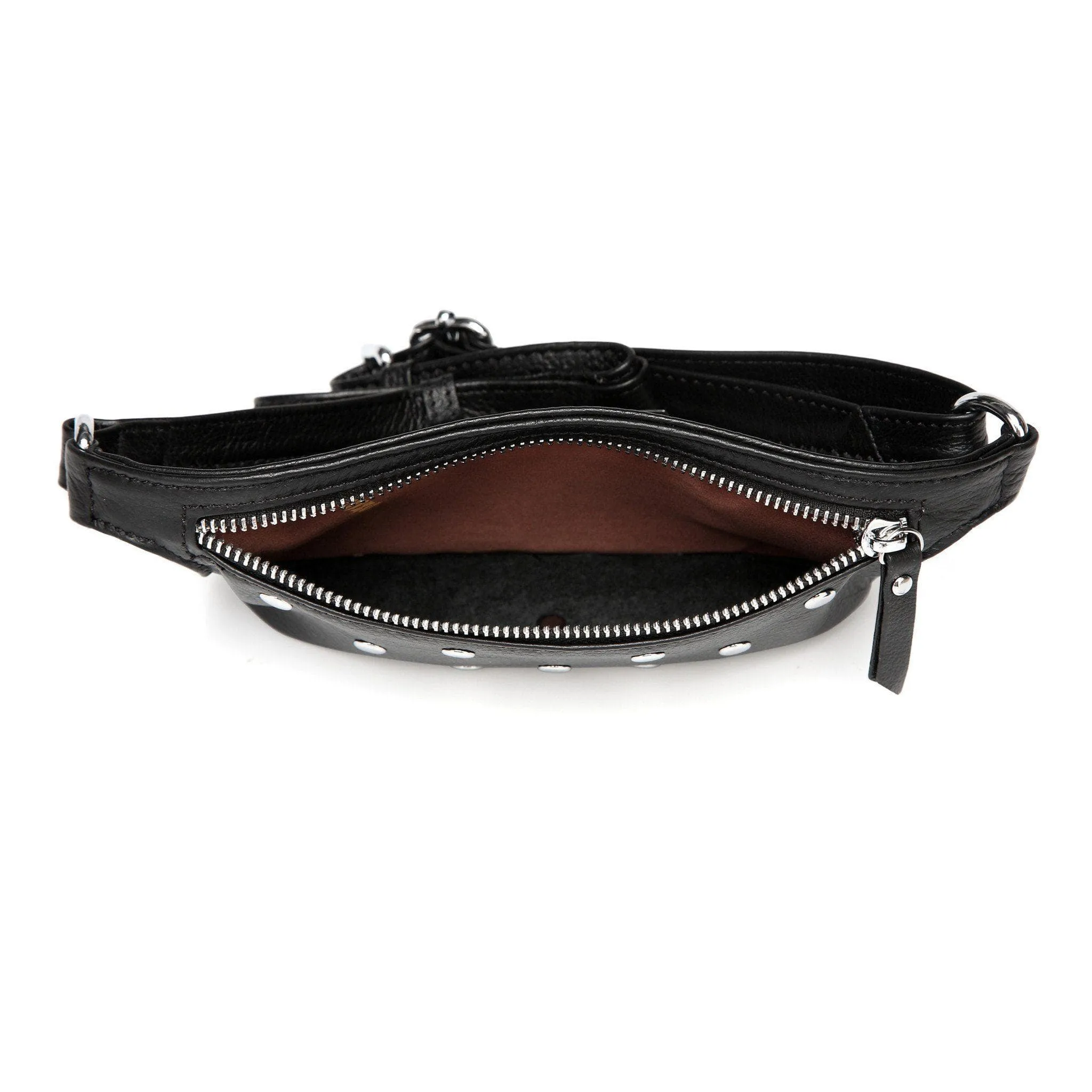 Arlette Studded Leather Waist Bag / Belt Bag - Black