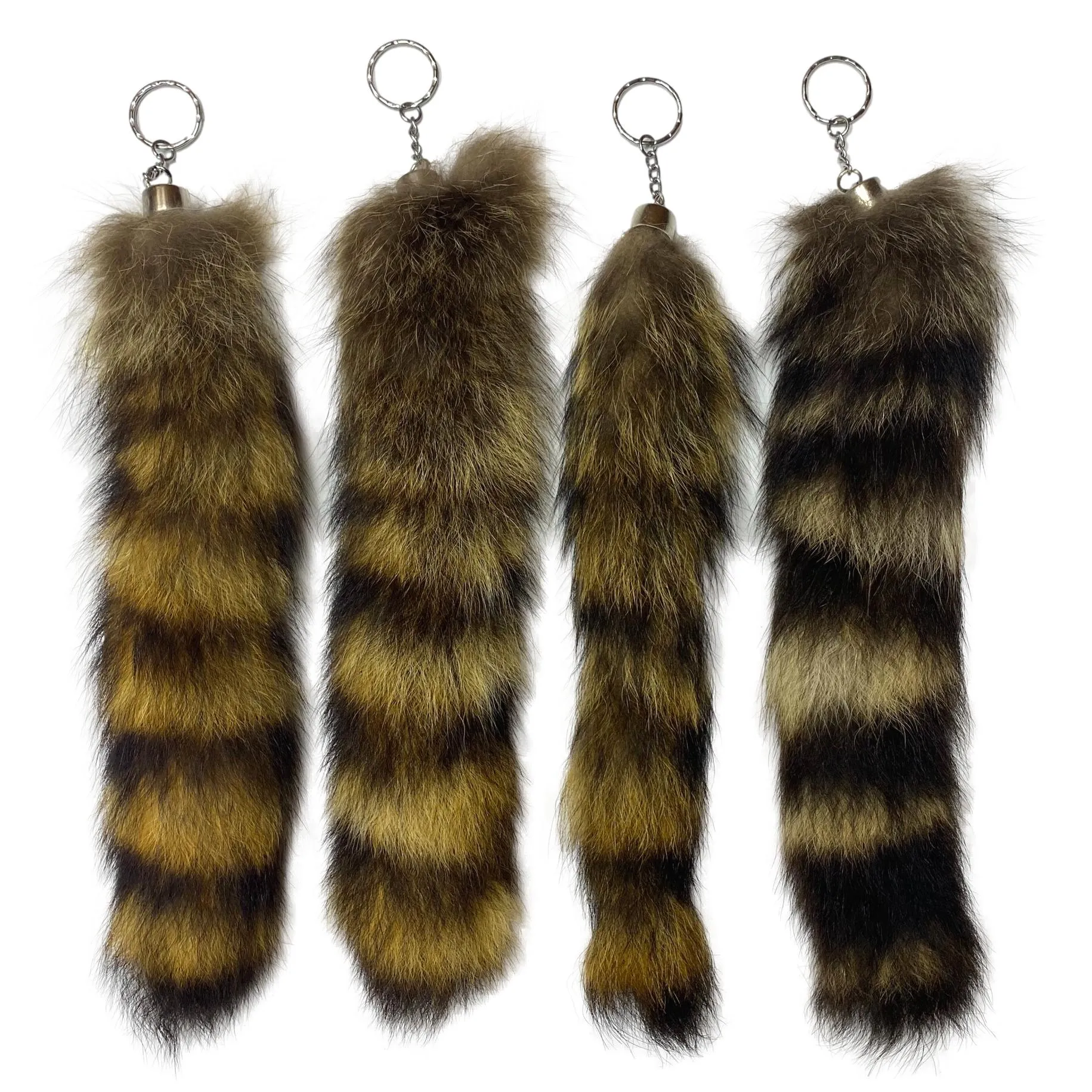 Authentic Raccoon Tail with Keychain - Genuine Fur Tails for Crafts and Costumes