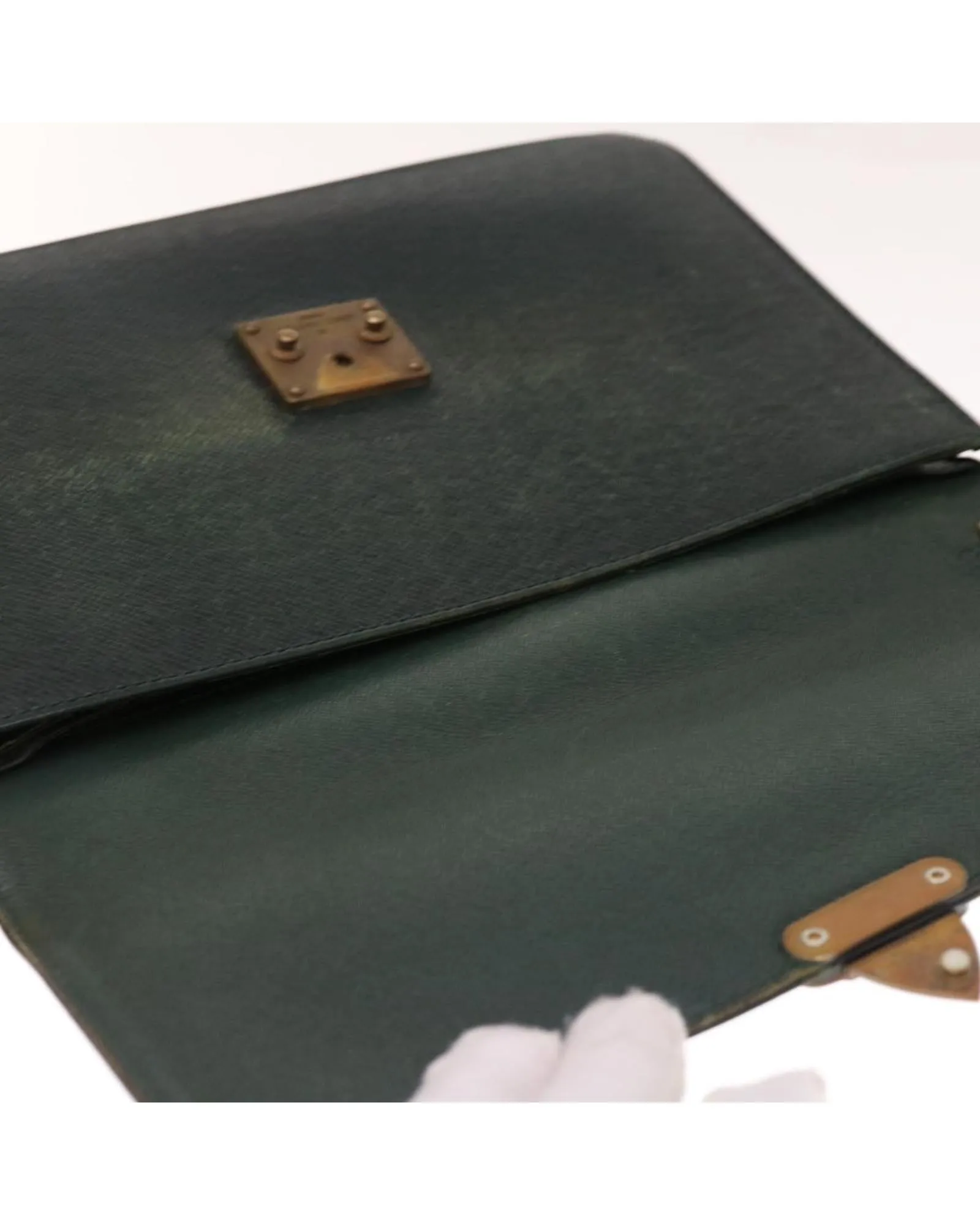 Authentic Taiga Leather Clutch Bag in Epicea Color