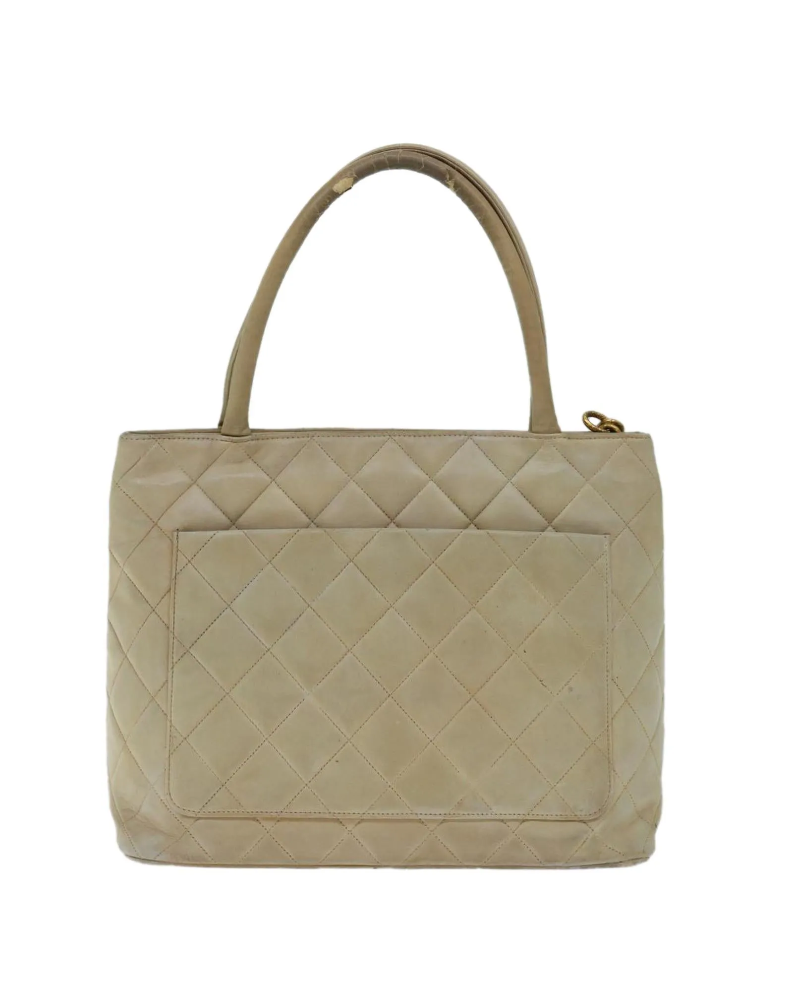 Beige Lamb Skin Tote Bag with CC Logo and Accessories - CD Rank