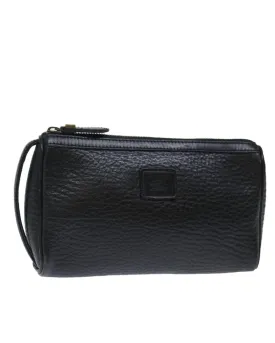 Black Leather Clutch Bag with Accessories - Rank C