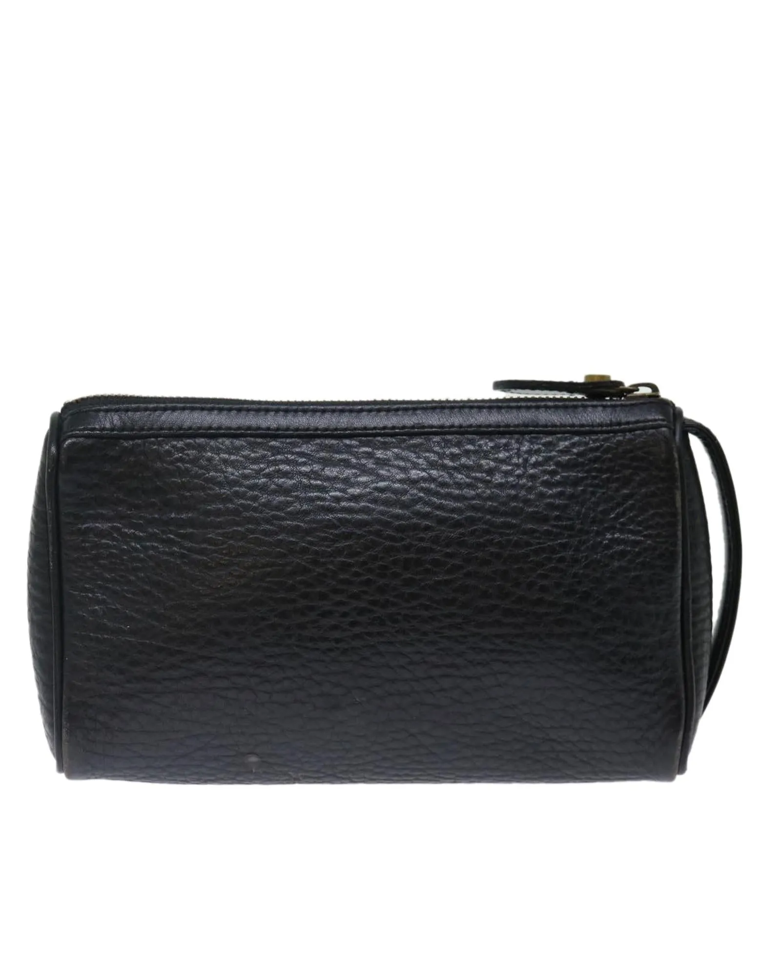 Black Leather Clutch Bag with Accessories - Rank C