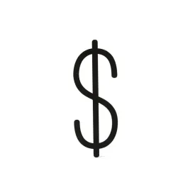 Black Metal Sans Serif Sign, Dollar Sign