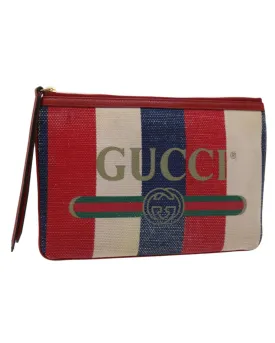 Canvas Clutch Bag with Tricolor Stripes - Made in Italy