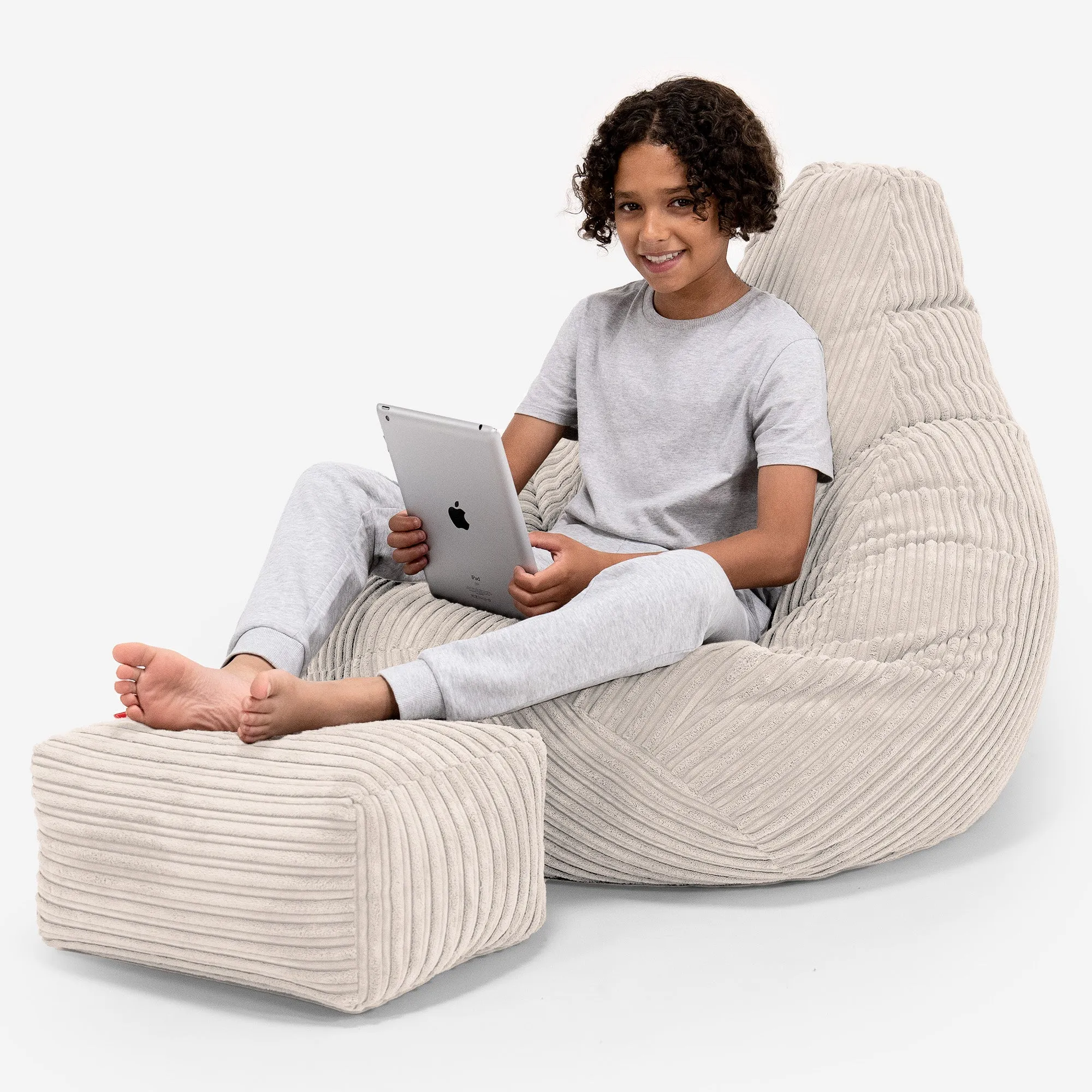 Children's Gaming Bean Bag Chair 6-14 yr - Cord Ivory