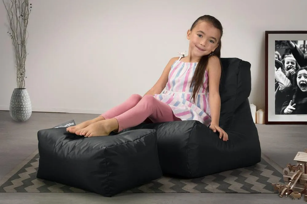 Children's Outdoor Lounger Beanbag 2-6 yr - SmartCanvas™ Black