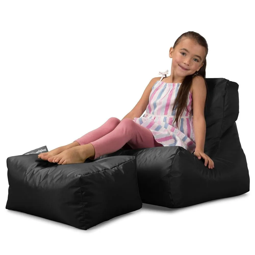 Children's Outdoor Lounger Beanbag 2-6 yr - SmartCanvas™ Black