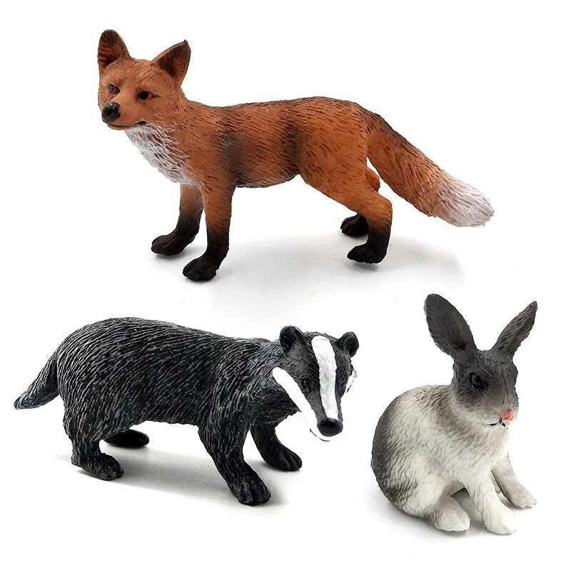 Christmas Fox Rabbit Squirrel Deer Dog Simulation Animal Model Figure Diy Cake Decoration Educational Toy Figurine Gift For Kids