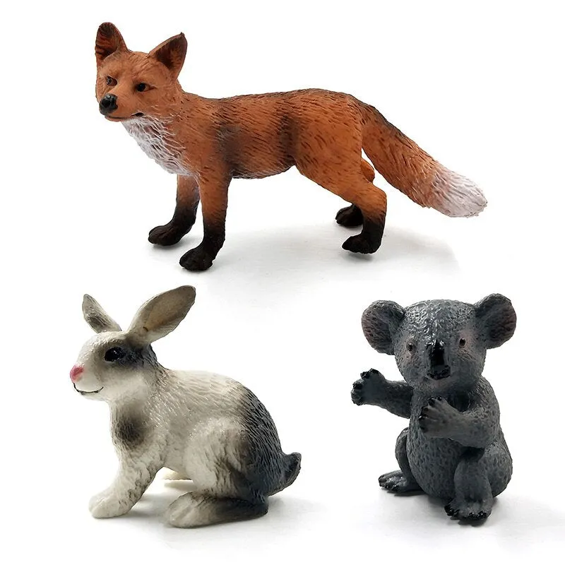 Christmas Fox Rabbit Squirrel Deer Dog Simulation Animal Model Figure Diy Cake Decoration Educational Toy Figurine Gift For Kids