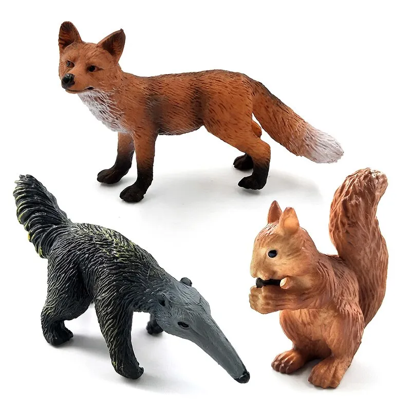 Christmas Fox Rabbit Squirrel Deer Dog Simulation Animal Model Figure Diy Cake Decoration Educational Toy Figurine Gift For Kids