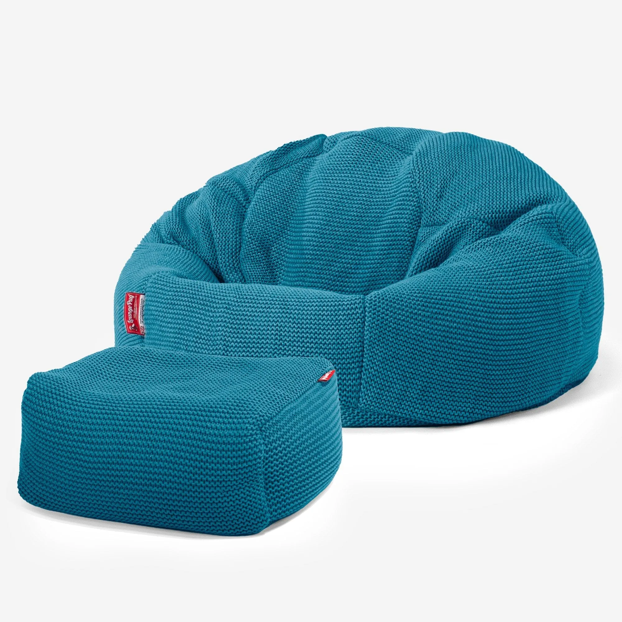 Classic Bean Bag Chair - Ellos Knitted Petrol Blue