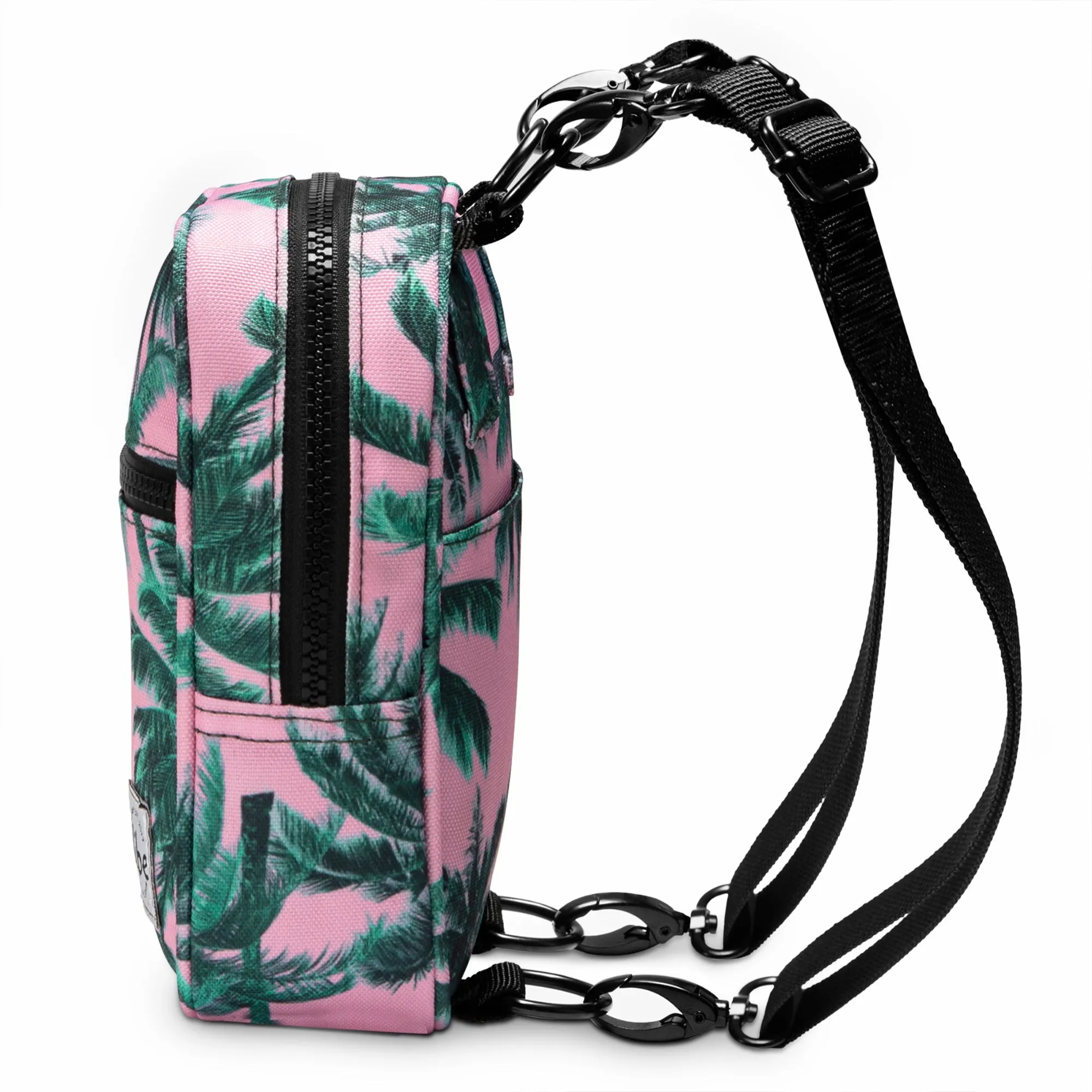 Crossbody Bag Pink Palm Leaves