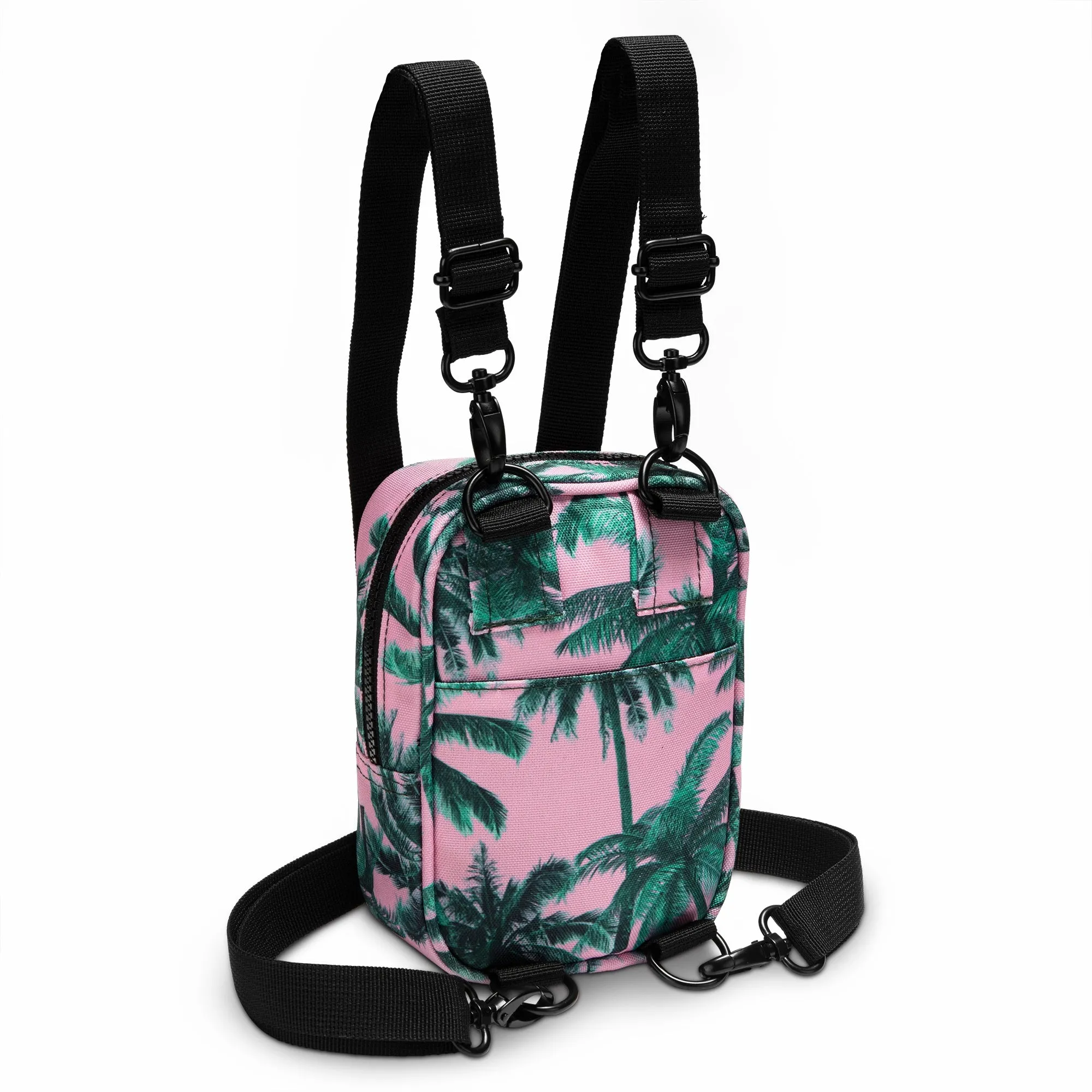 Crossbody Bag Pink Palm Leaves