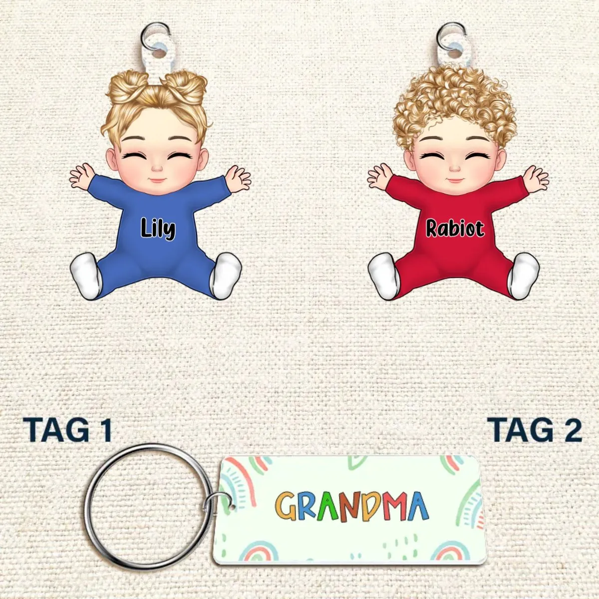 Family - Our Grandkids Loving Gift For Grandma, Grandparents, Mother - Personalized Acrylic Tag Keychain