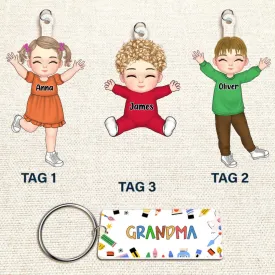 Family - Our Grandkids Loving Gift For Grandma, Grandparents, Mother - Personalized Acrylic Tag Keychain