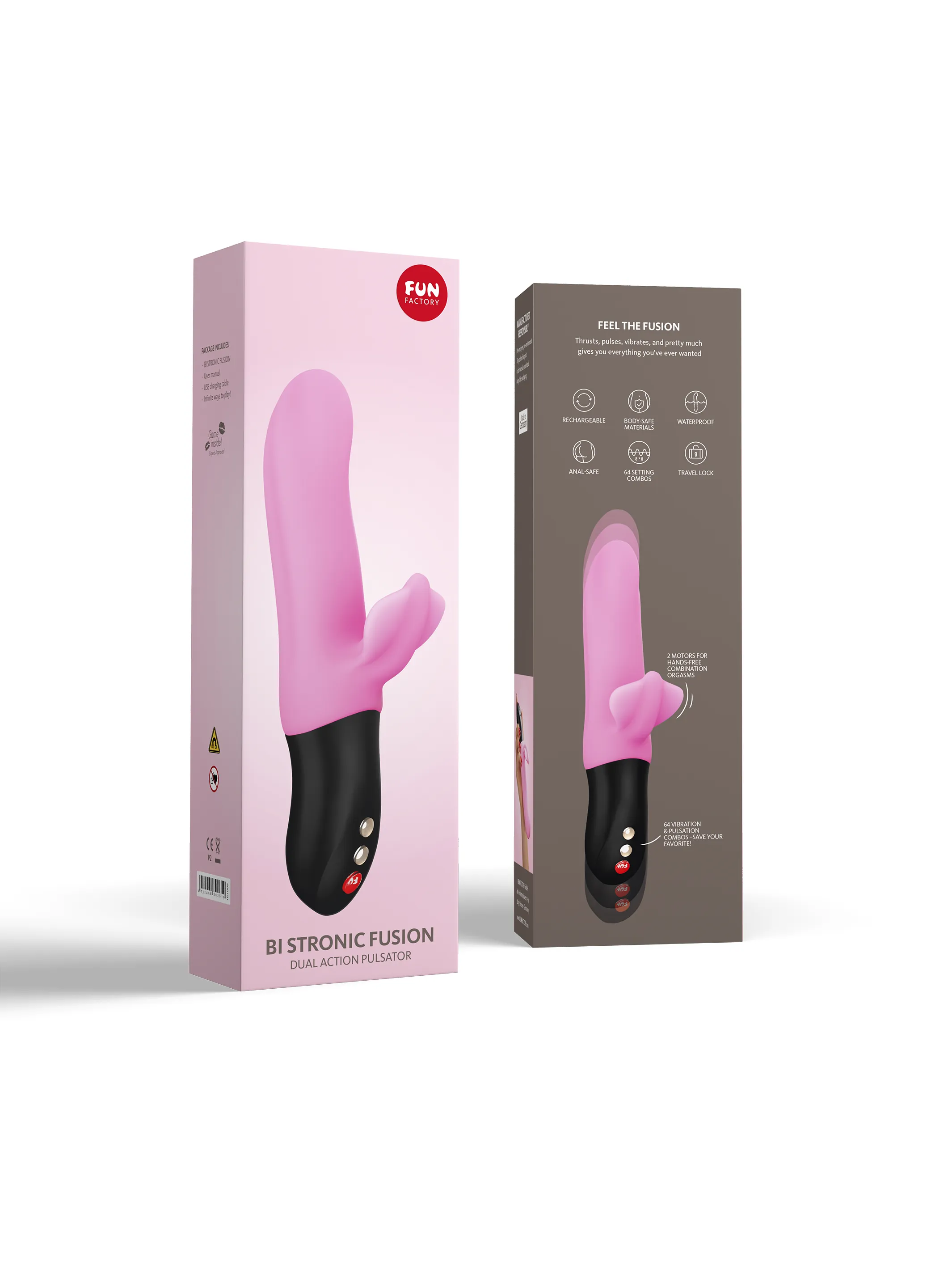 Fun Factory BI STRONIC FUSION Thrusting Rabbit Vibrator with free toy bag!