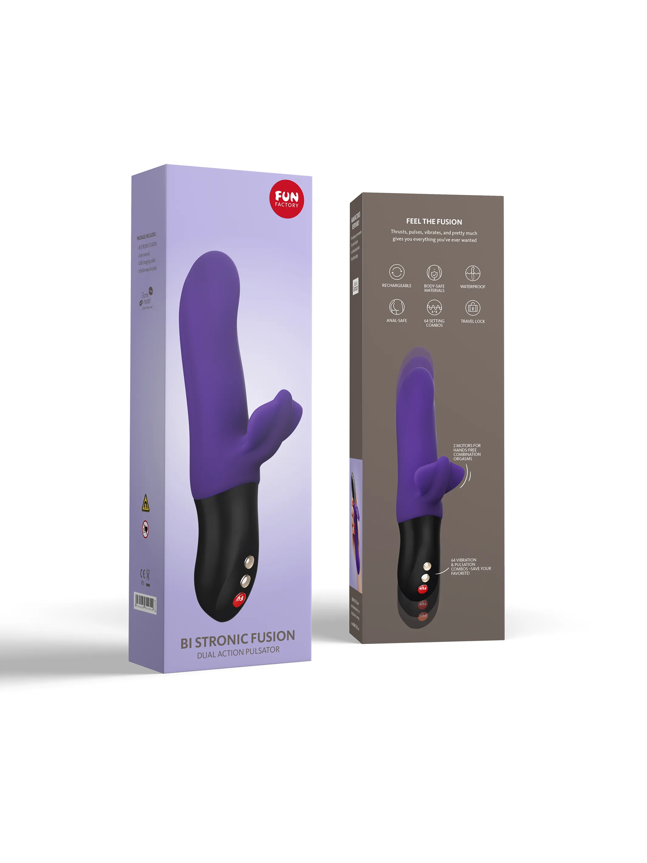 Fun Factory BI STRONIC FUSION Thrusting Rabbit Vibrator with free toy bag!