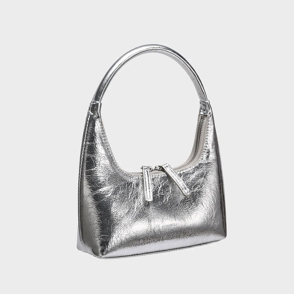 Futuristic Metallic Silver Mini Shoulder Bag