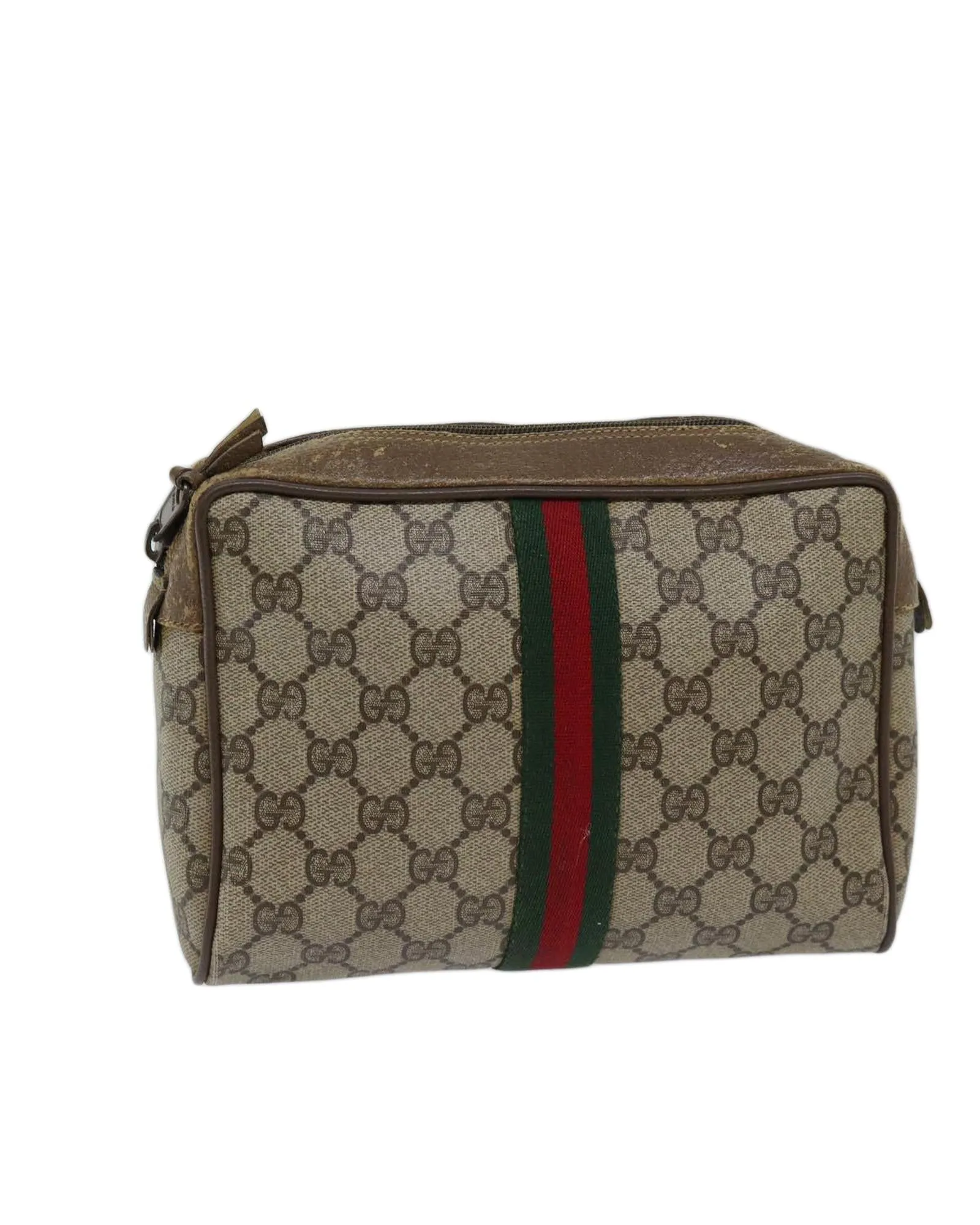 GG Supreme Web Clutch Bag Beige/Red PVC & GG Canvas Italy