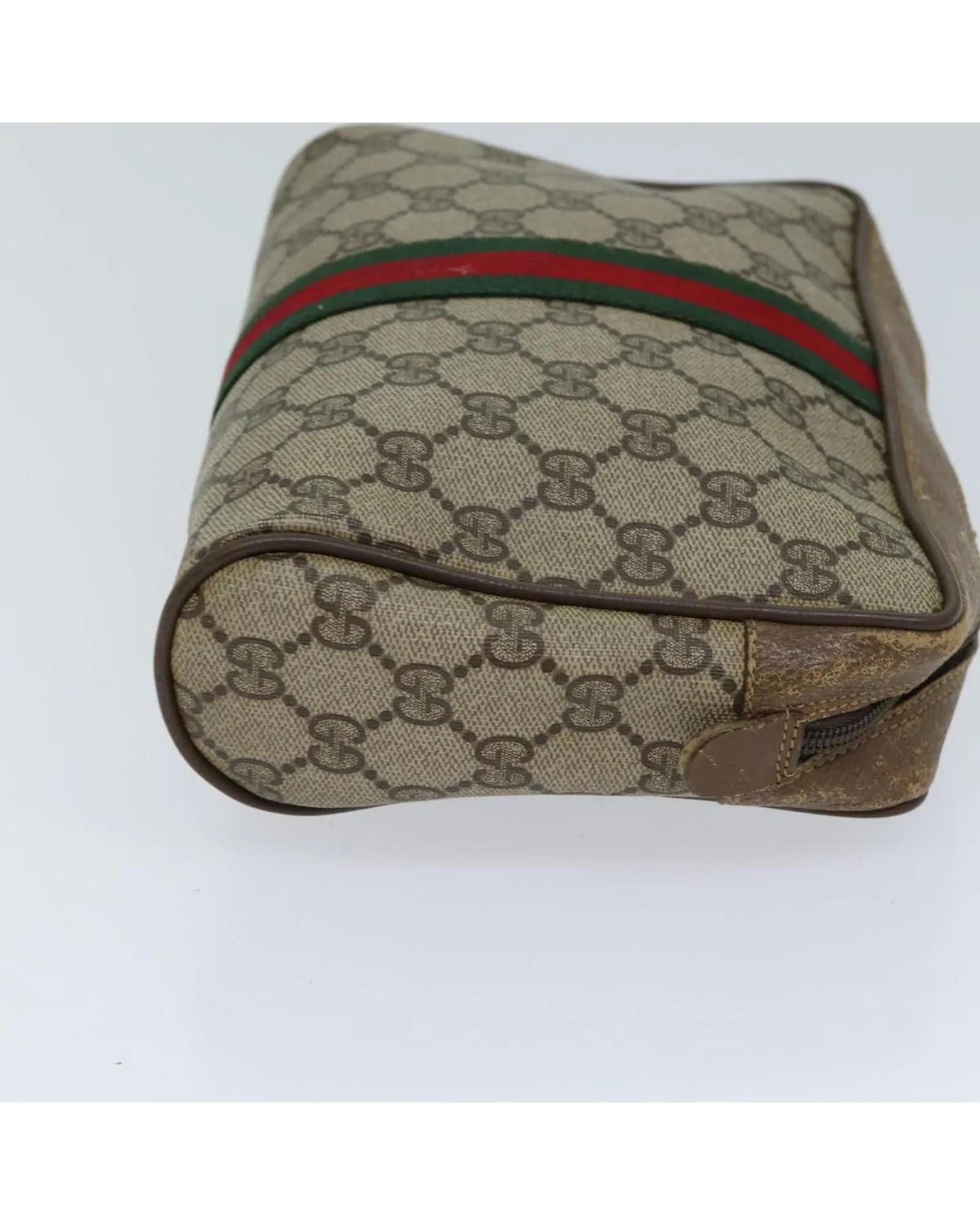 GG Supreme Web Clutch Bag Beige/Red PVC & GG Canvas Italy