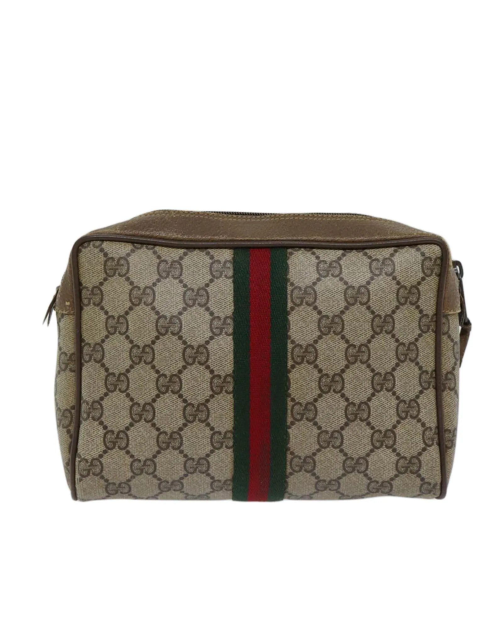 GG Supreme Web Clutch Bag Beige/Red PVC & GG Canvas Italy