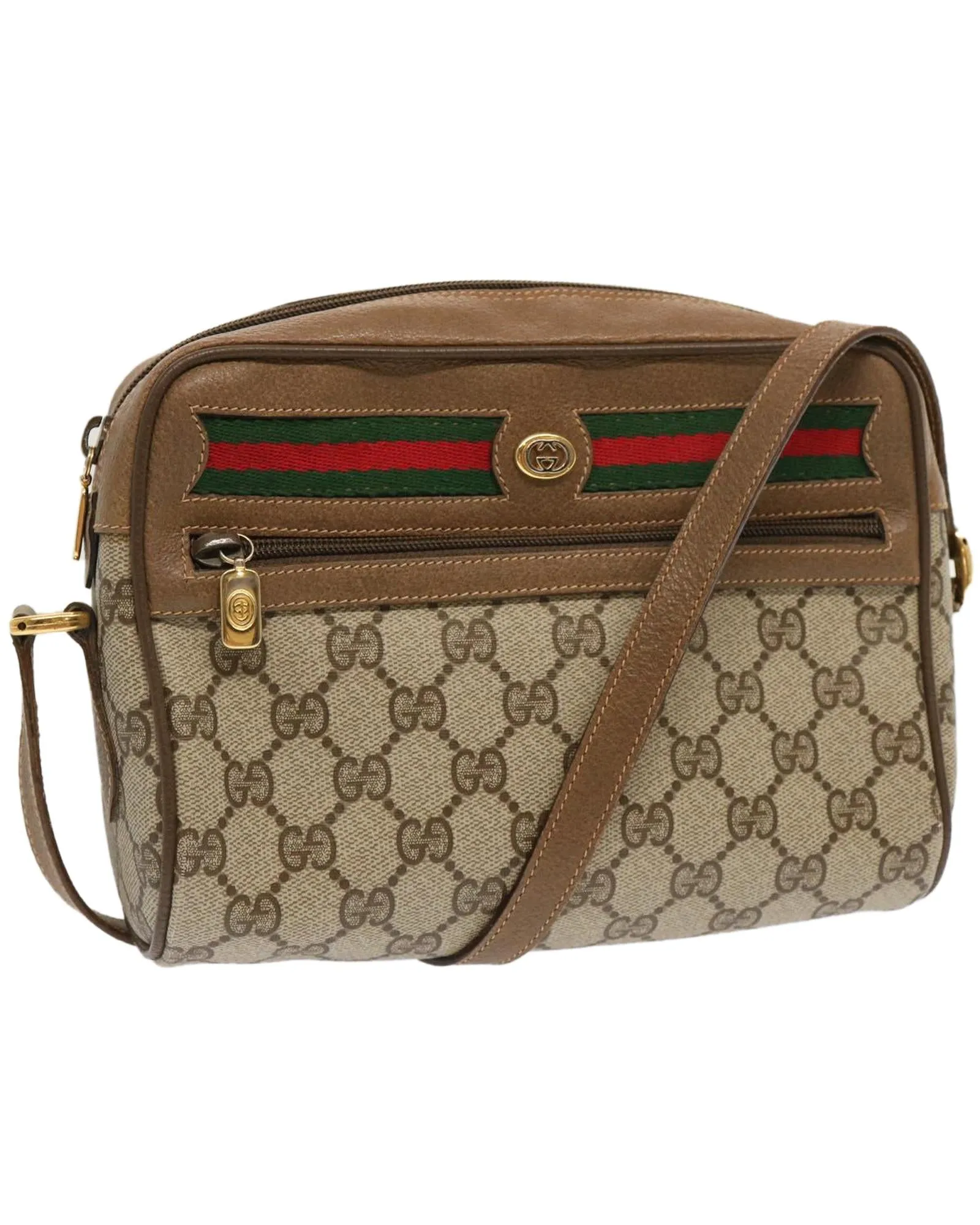 GG Supreme Web Shoulder Bag with Sherry Line Design - Beige/Green