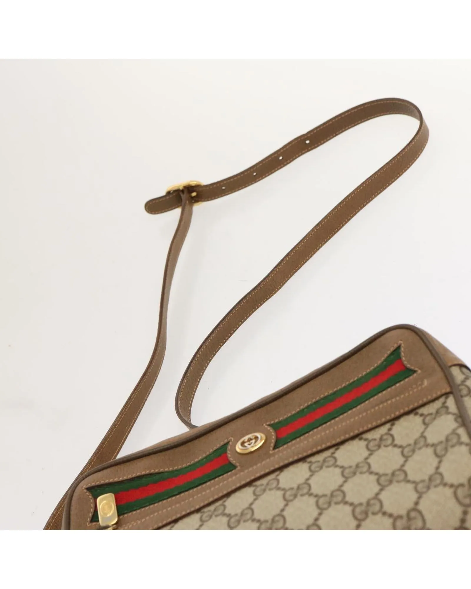 GG Supreme Web Shoulder Bag with Sherry Line Design - Beige/Green