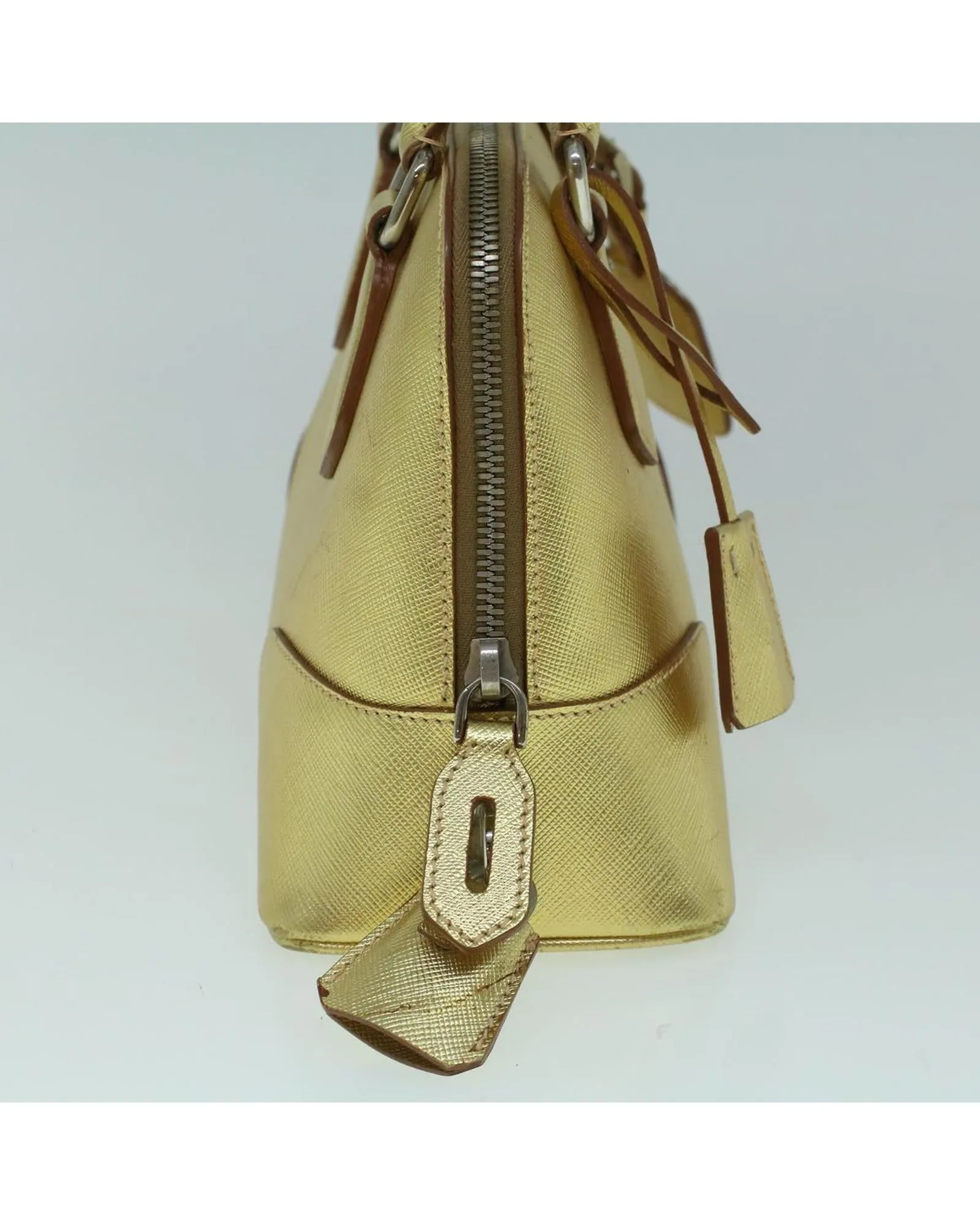 Gold Saffiano Leather Hand Bag with Accessories