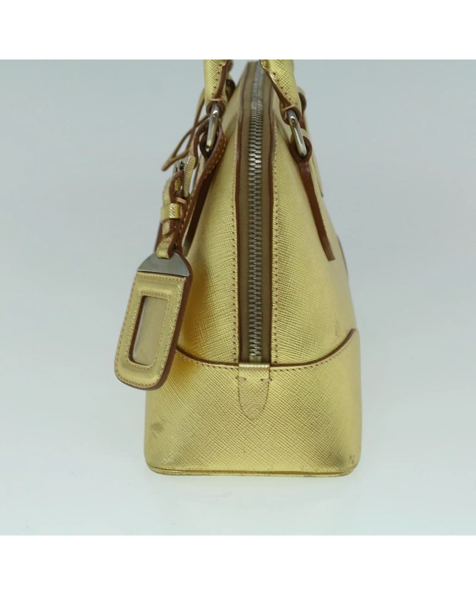 Gold Saffiano Leather Hand Bag with Accessories