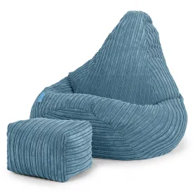 Highback Kids Bean Bag Chair 1-5 yr - Cord Aegean Blue