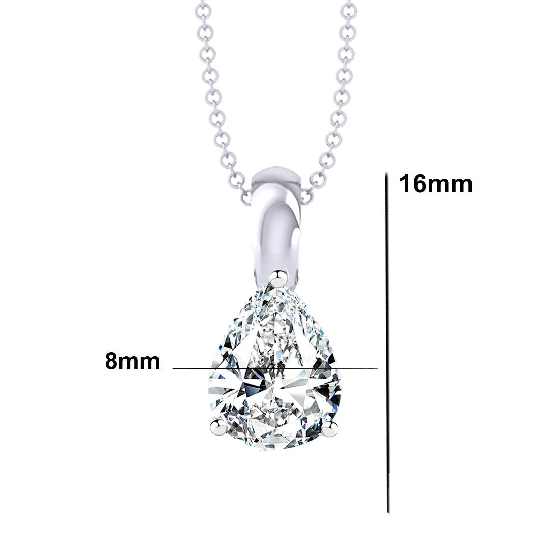 iJuels 925 Sterling Silver Pear Solitaire Pendant Chain Necklace & Earrings Combo | Silver Pendant Earrings Set for Women & Girls IJPSPCERS003