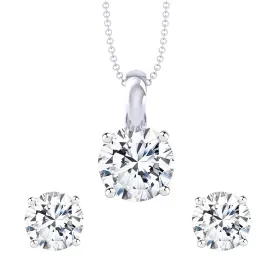 iJuels 925 Sterling Silver Round Solitaire Pendant Chain Necklace & Earrings Combo | Silver Pendant Earrings Set for Women & Girls IJRSPCERS002