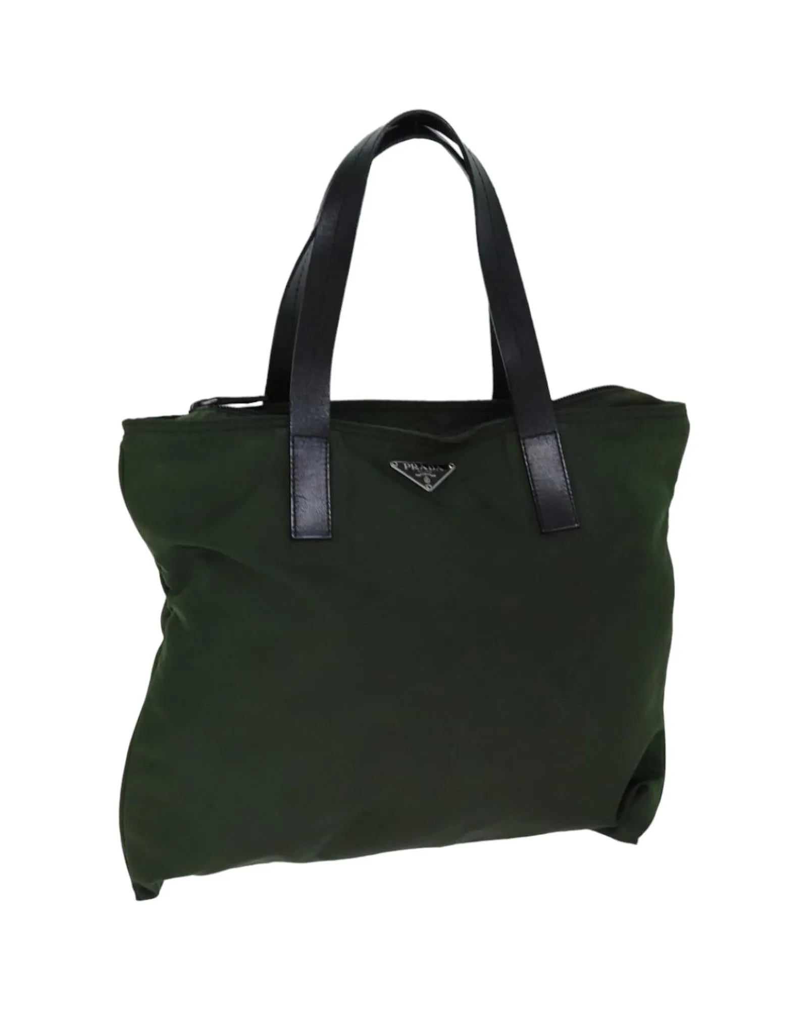 Khaki Nylon Tote Bag with Handles and Accessories - Italy Made (Rank C)