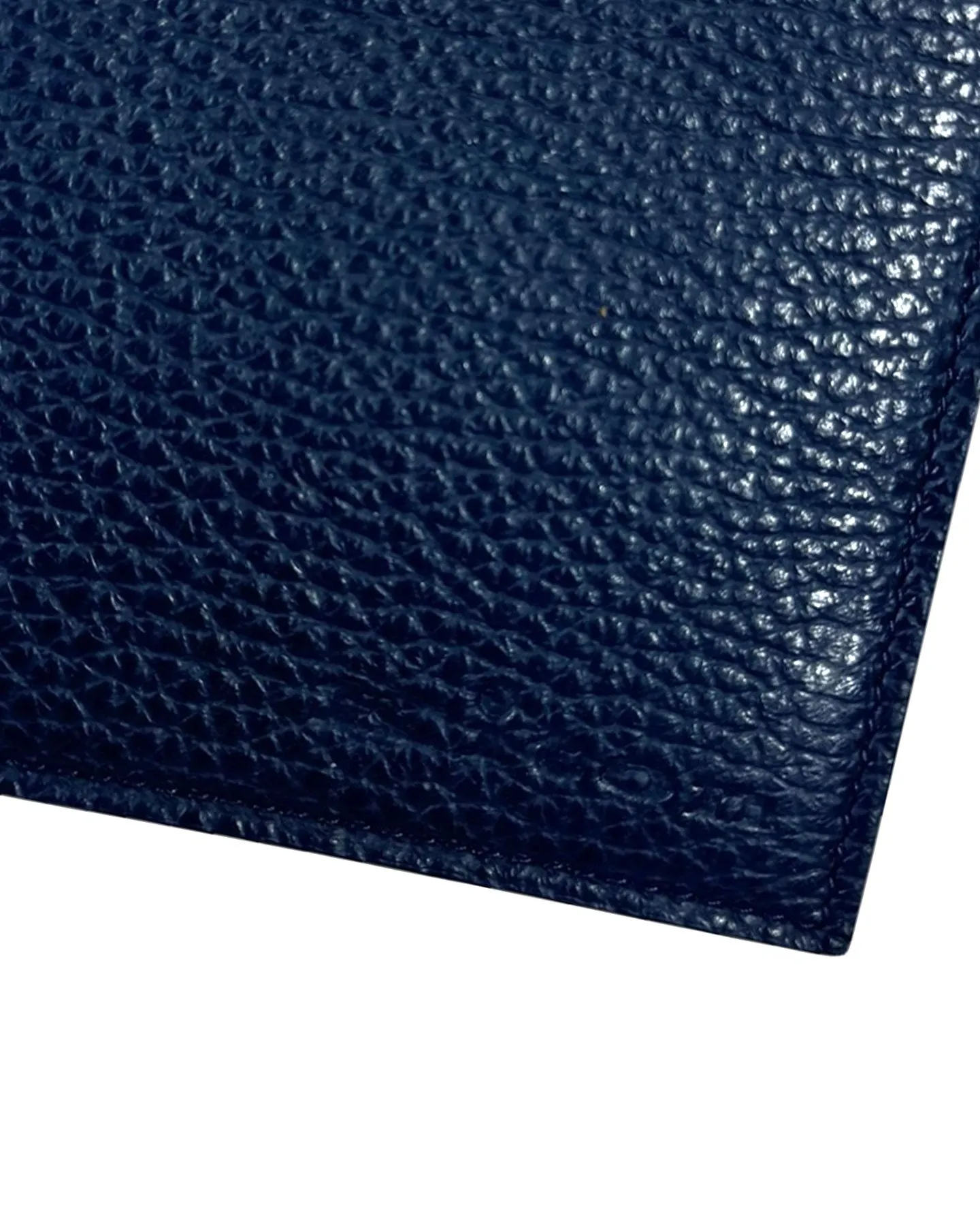 Kiton Wallet - Dark Blue Grain Leather Men Wallet Bifold With Coin Pocket