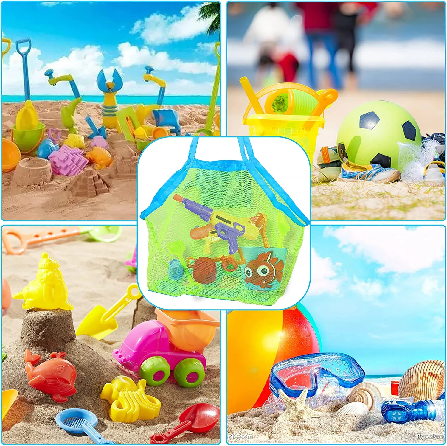 Large Mesh Children Toy Storage Beach Bag 2Pack