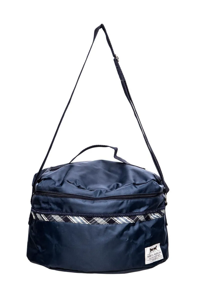 Marta Morgan Helmet Bag (Blue with a Blue Tartan Trim)