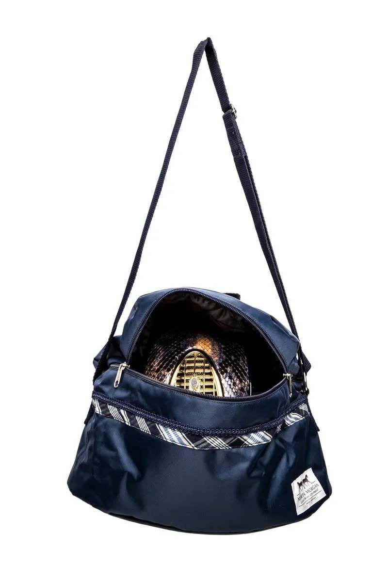 Marta Morgan Helmet Bag (Blue with a Blue Tartan Trim)