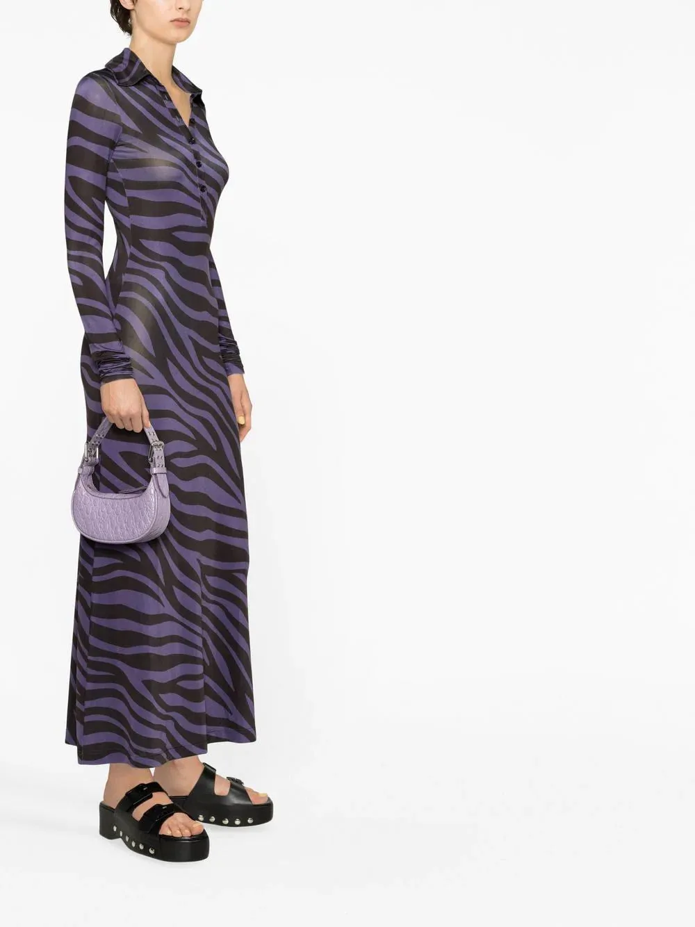 MINI SOHO PURPLE HAZE CIRCULAR CROCO EMBOSSED LEATHE