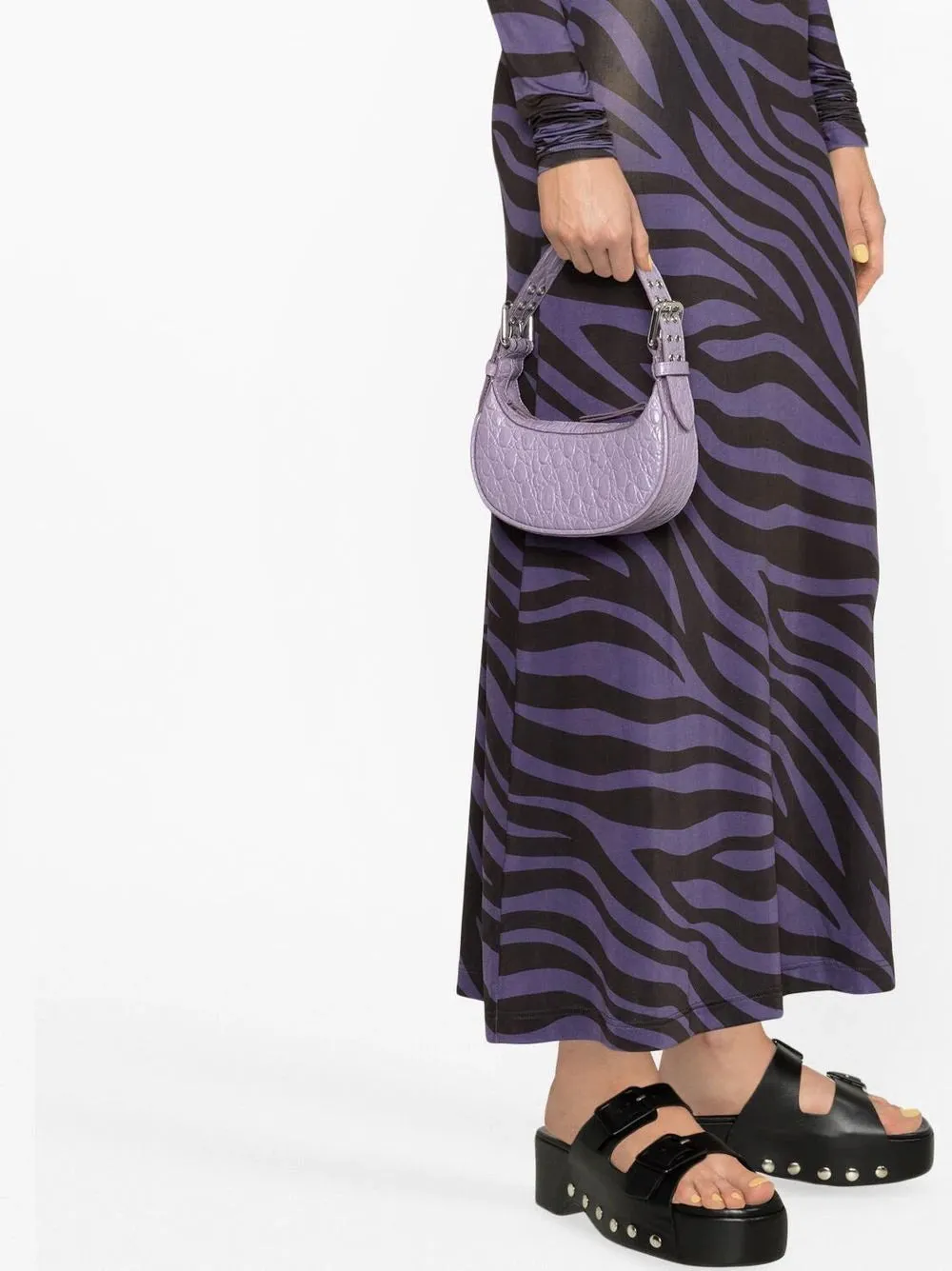 MINI SOHO PURPLE HAZE CIRCULAR CROCO EMBOSSED LEATHE